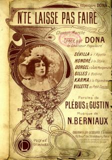 N' te laisse pas faire. Chanson-Marche créée par Dona le chanteur populaire - Répertoire Dona [Gaston Dona, illustration Léon Pousthomis], Oberweiler-Lesourd Éditeurs .
