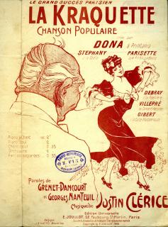 La Kraquette, le grand succès parisien, chanson populaire créée par Dona à Printania [Gaston Dona ; illustration Clérice frères], Eugène Joullot Éditeur .