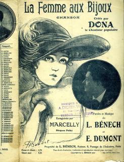 La femme aux bijoux : chanson créée par Dona le chanteur populaire [Gaston Dona ; illustration Boudot], Louis Bénech Éditeur .